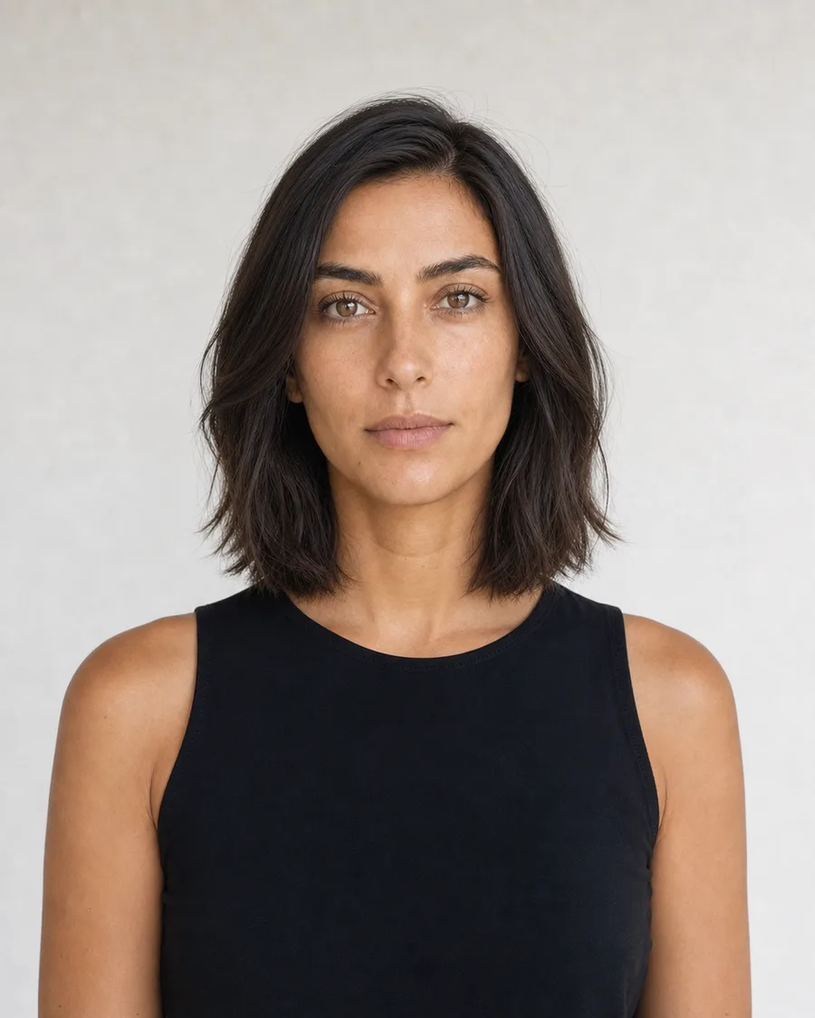 Soft layered lob AI-generated hairstyle example