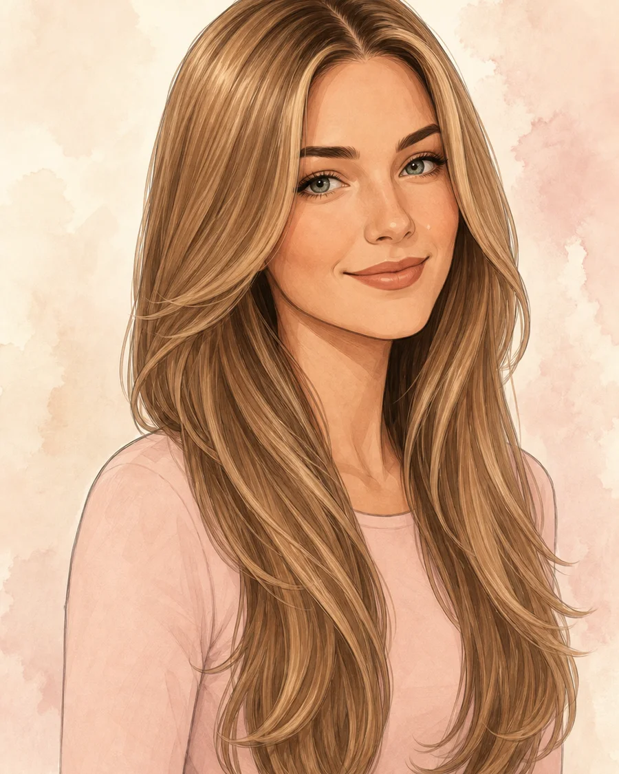 Long Polished Layers · AI-generated hairstyle example