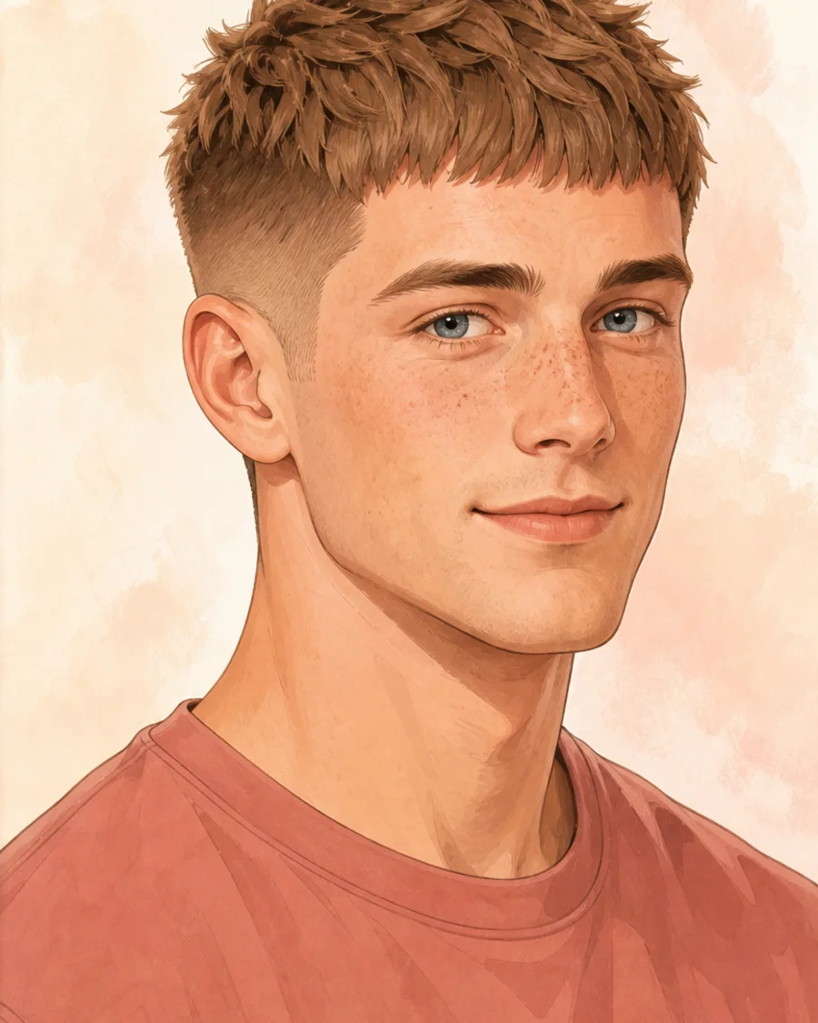 Textured Crop · AI-generated hairstyle example