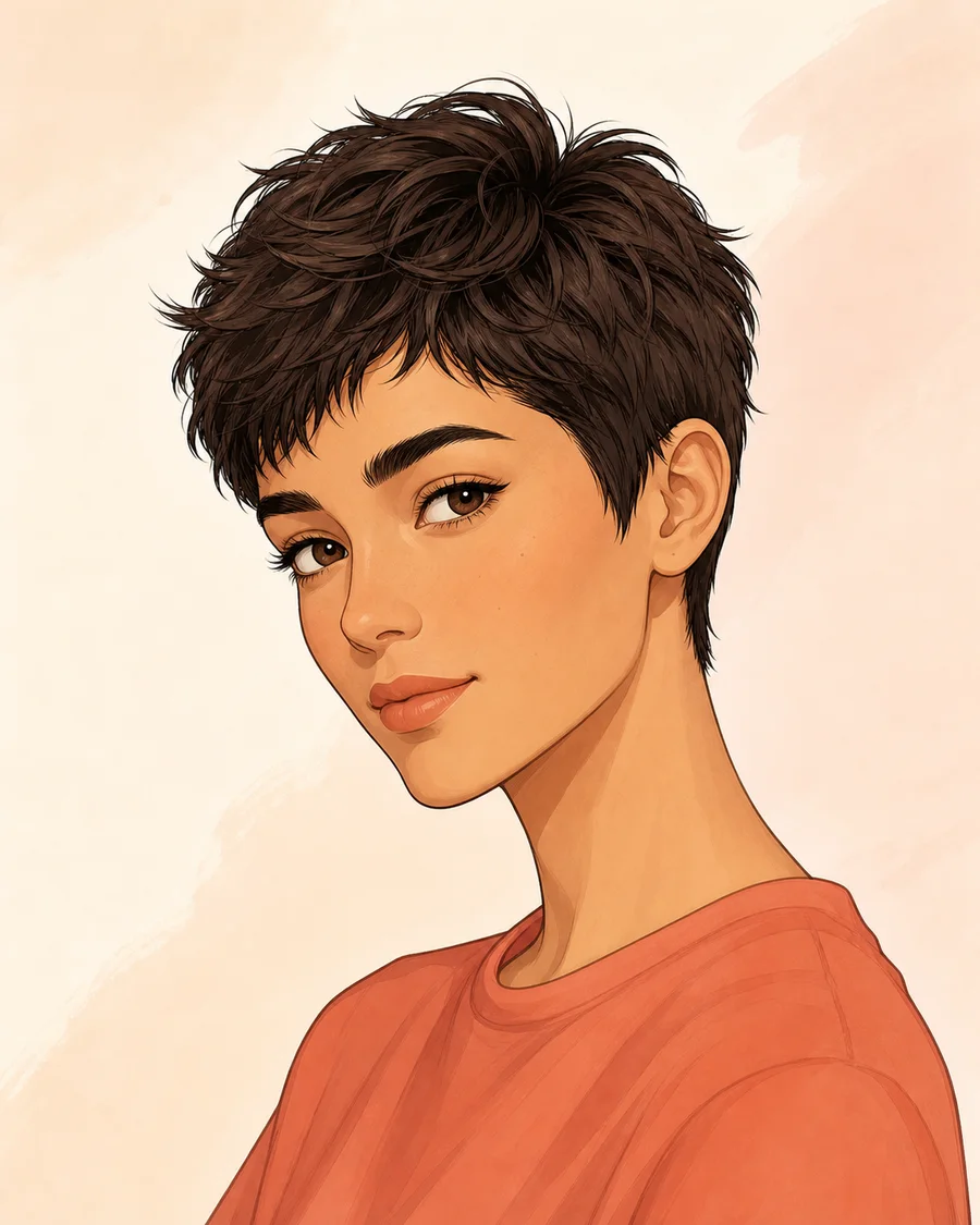 Textured Pixie · AI-generated hairstyle example
