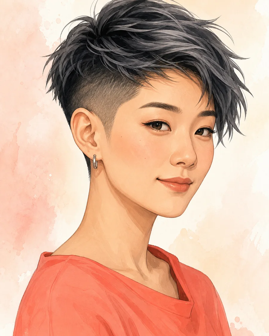 Soft silver pixie AI-generated example