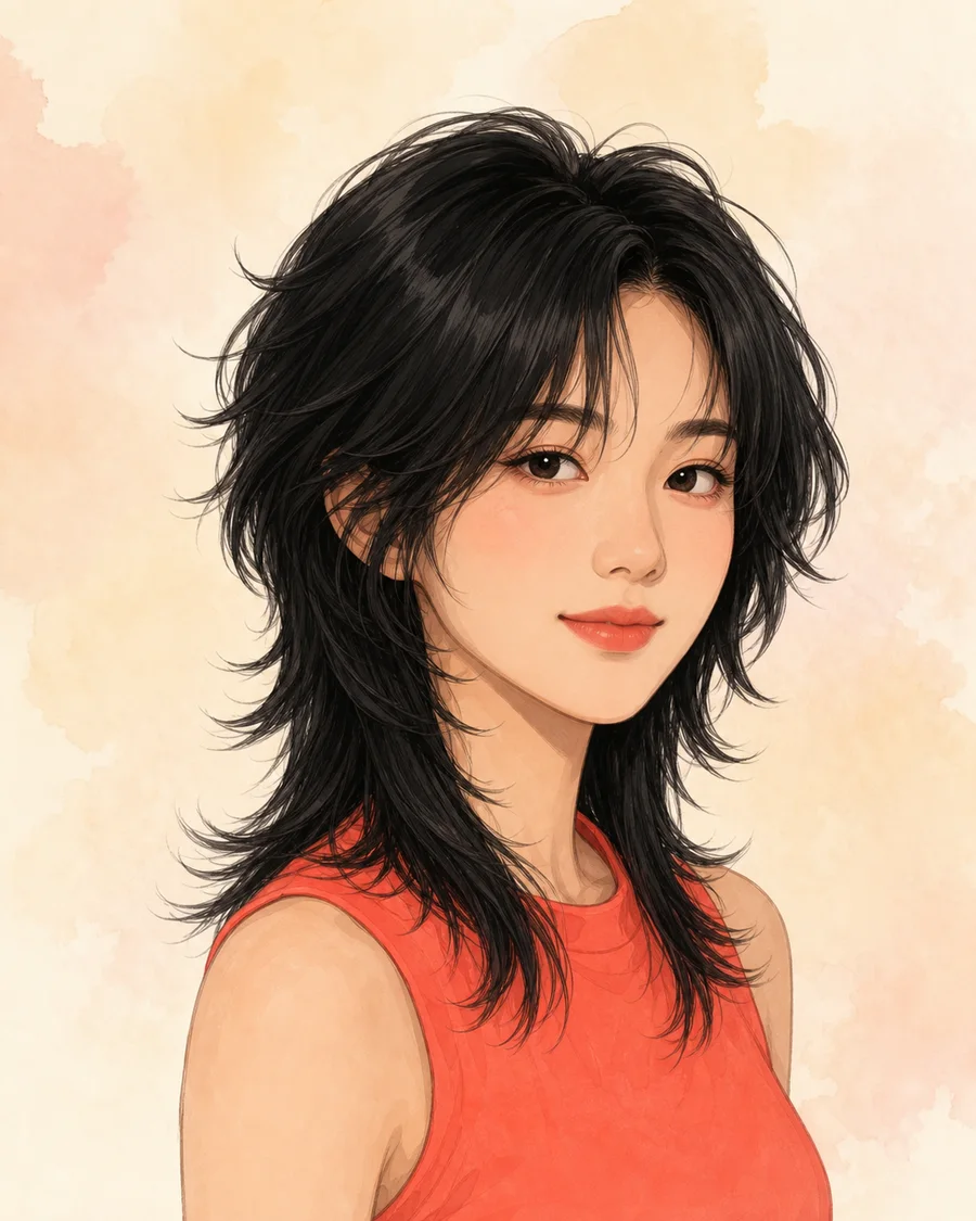 Soft Wolf Cut · AI-generated hairstyle example